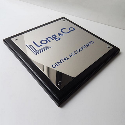 stainless steel office plaque